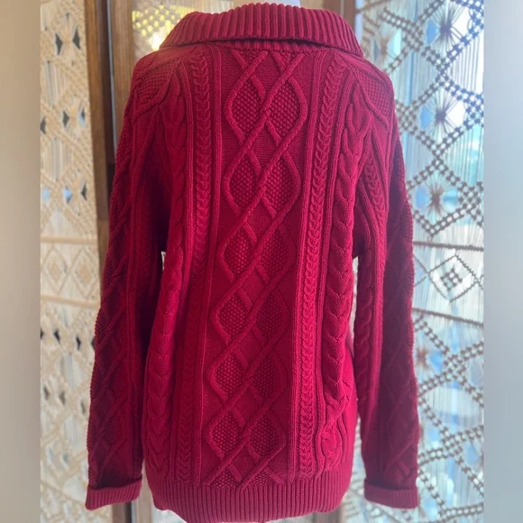 Vintage Eddie Bauer Red Chunky Knit Women's Sweater - Picture 9 of 13